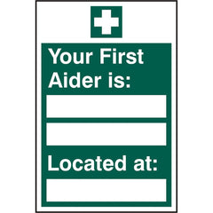 First Aider Located S.A.V Sign