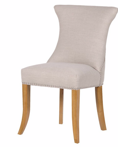 Ivory Studded Dining Chair with Ring  Simple, clean lines with an encompassing curved back, with a silver ring back detail, the Ivory studded dining chair has the timeless appeal of a true classic.  Dimensions: H: 970mm W: 590mm D: 630mm
