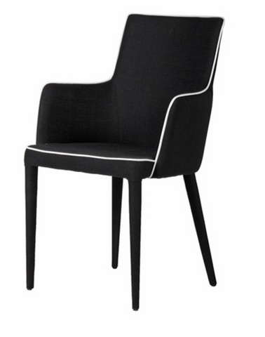 India Jane Chair by The Interior Co Black with Cream Piping 
