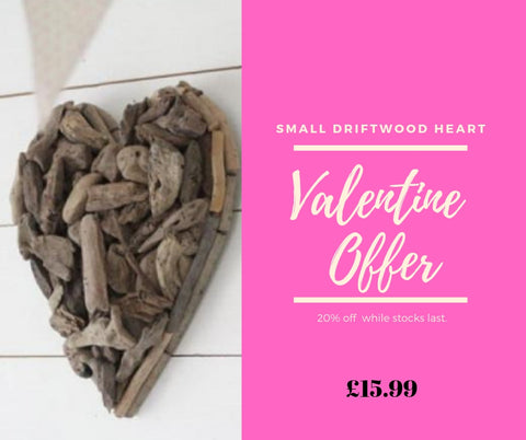 Valentines Weekend Offers - Discounts and Free Goods The Interior Co Driftwood Heart Deal