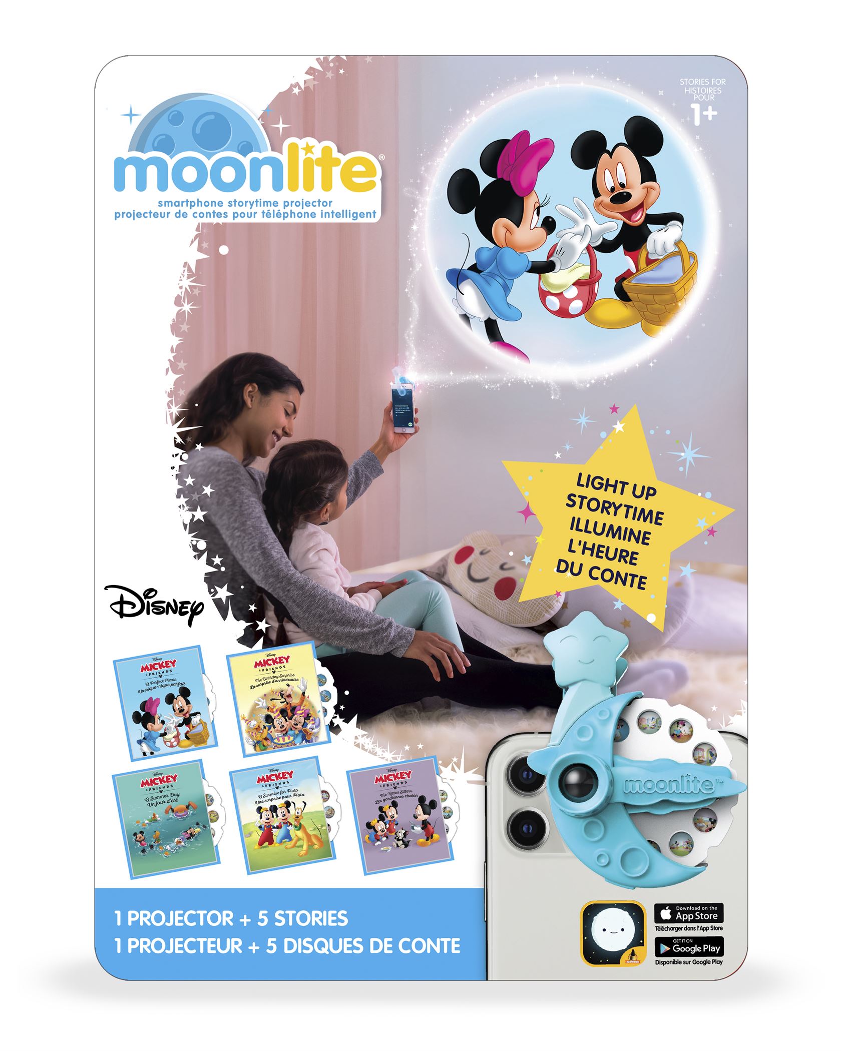 Storybook Projector for Smartphones 5 Story Reels New Moonlite Disney Gift Pack 