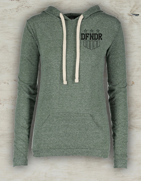 Ladies DFNDR Shield Melange Hooded Tee