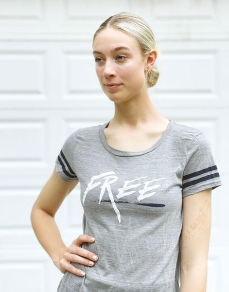 Ladies "FREE" Vintage Triblend Football Tee