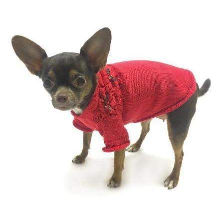 Oscar Newman Christmas Bows Hand Smocked Dog Sweater Paws