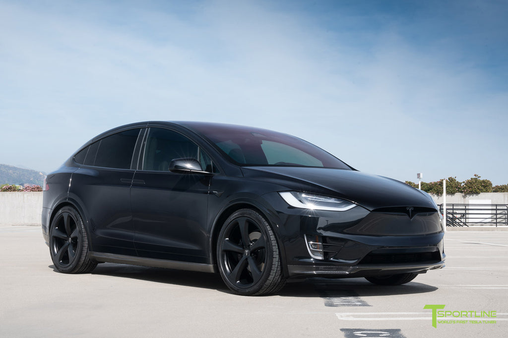Black Model X with Painted Plastic Panels, Carbon Fiber Upgrades, and Forged Wheels