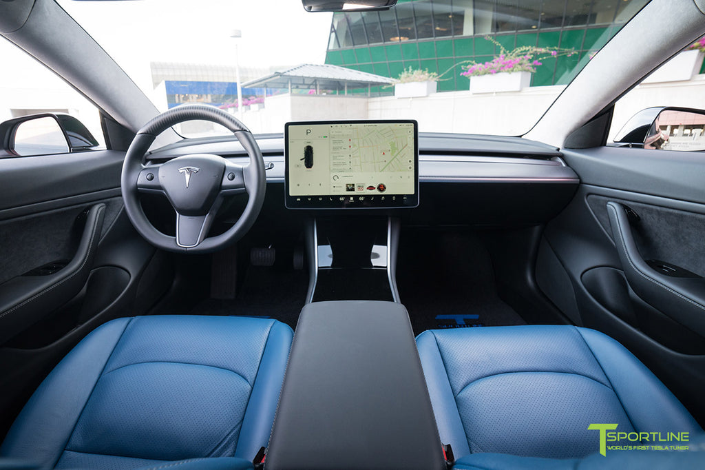 Tesla Model 3 Matte Carbon Fiber Interior Trim Kit Steering Wheel Dash Panel