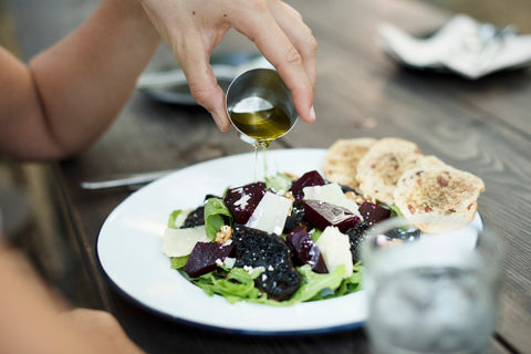 Woman eating a balanced meal