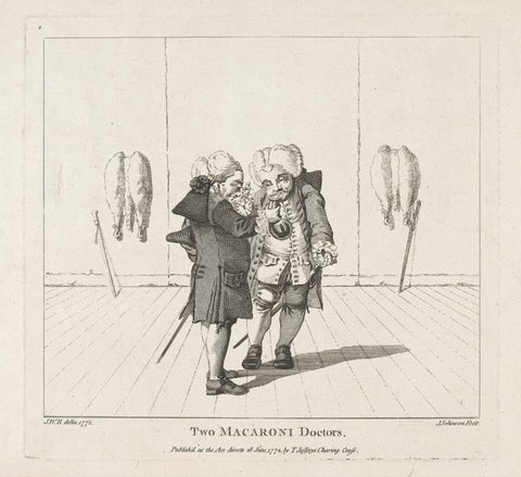 18th Century Cartoon of Two Doctors in Macaroni Fashion