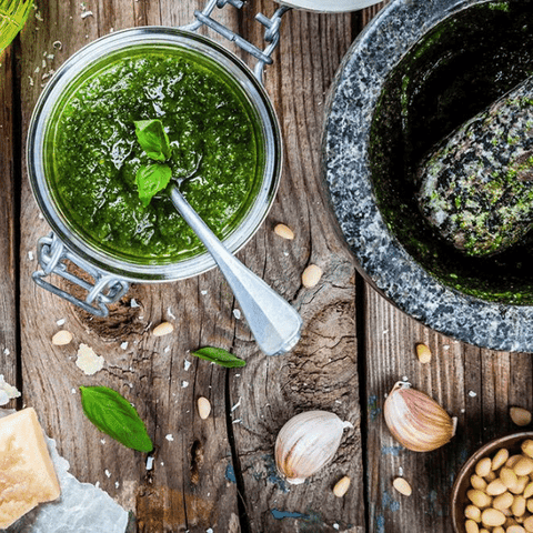 pesto alla genovese with ingredients