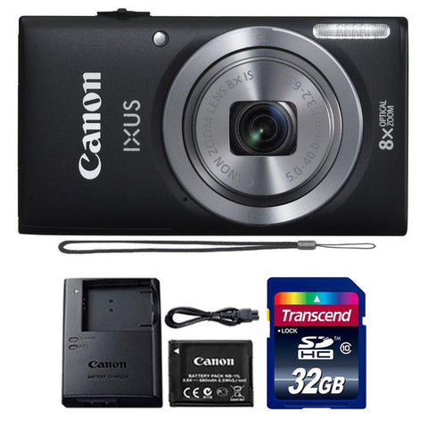 Canon IXUS 185 / ELPH 180 20MP Digital Camera Black with 64GB Accessory Bundle