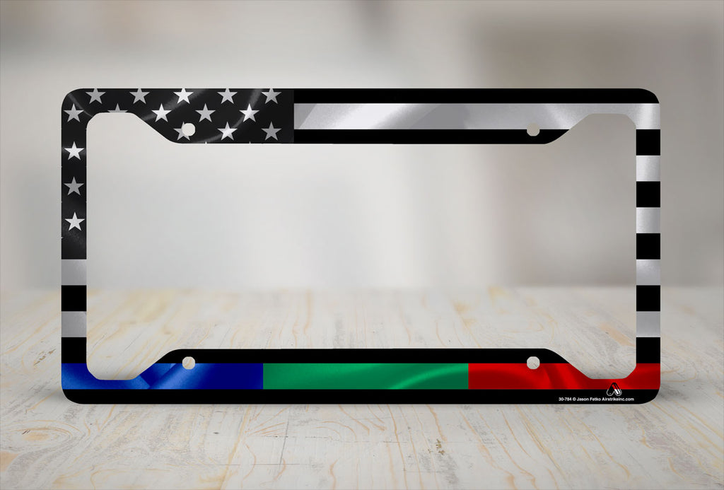 Airstrike Police Military And Fire Thin Line Usa License Plate Frame