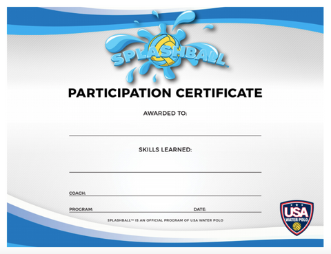 Splashball Certificate 