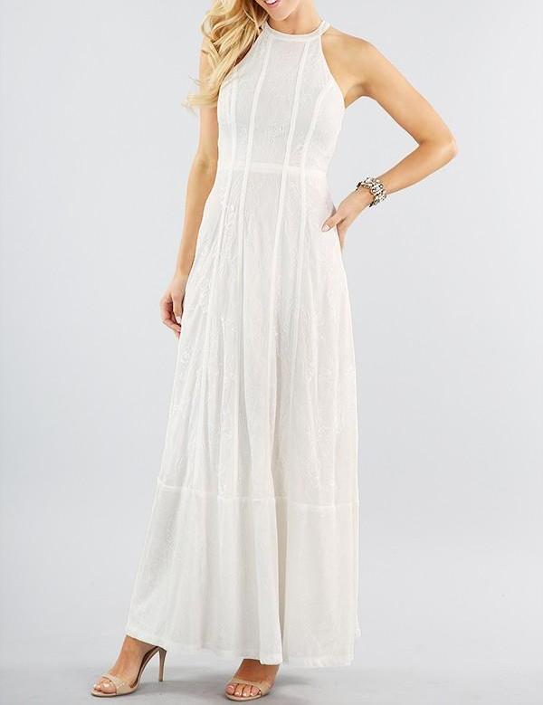 long white halter dress