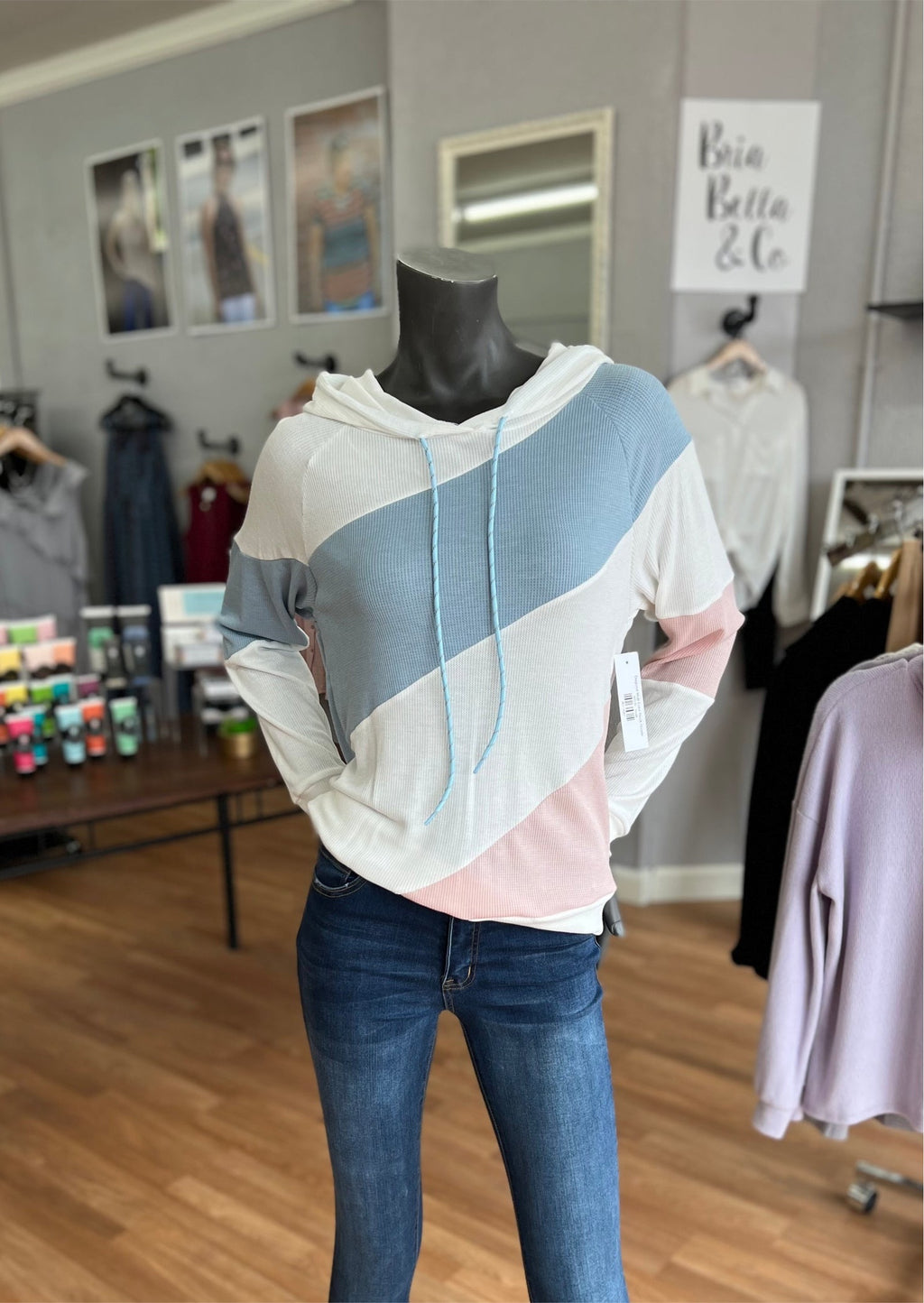 Diagonal Multi Color Block Hoodie