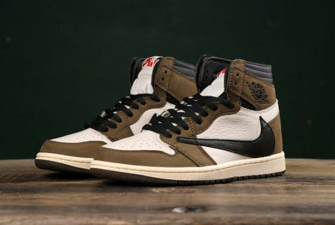 travis scott jordan 1 swoosh brown and white