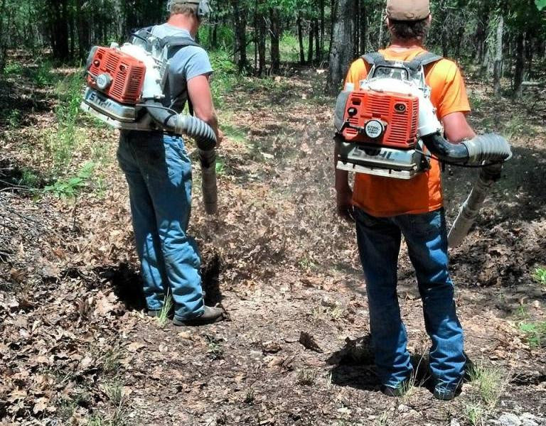 Blowing fire lanes to hunting property