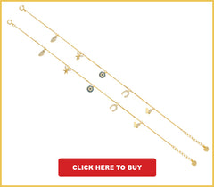 14KY Dangling CZ Light Chain Bracelet - 7+1"
