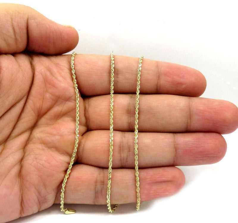 14k Yellow Gold 1.5MM Solid Rope Chain 