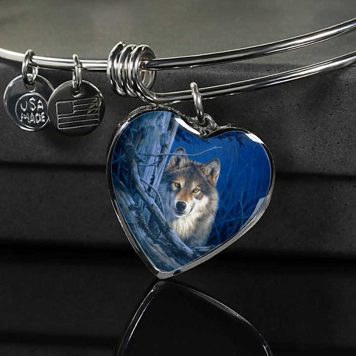 wolf bangle bracelet