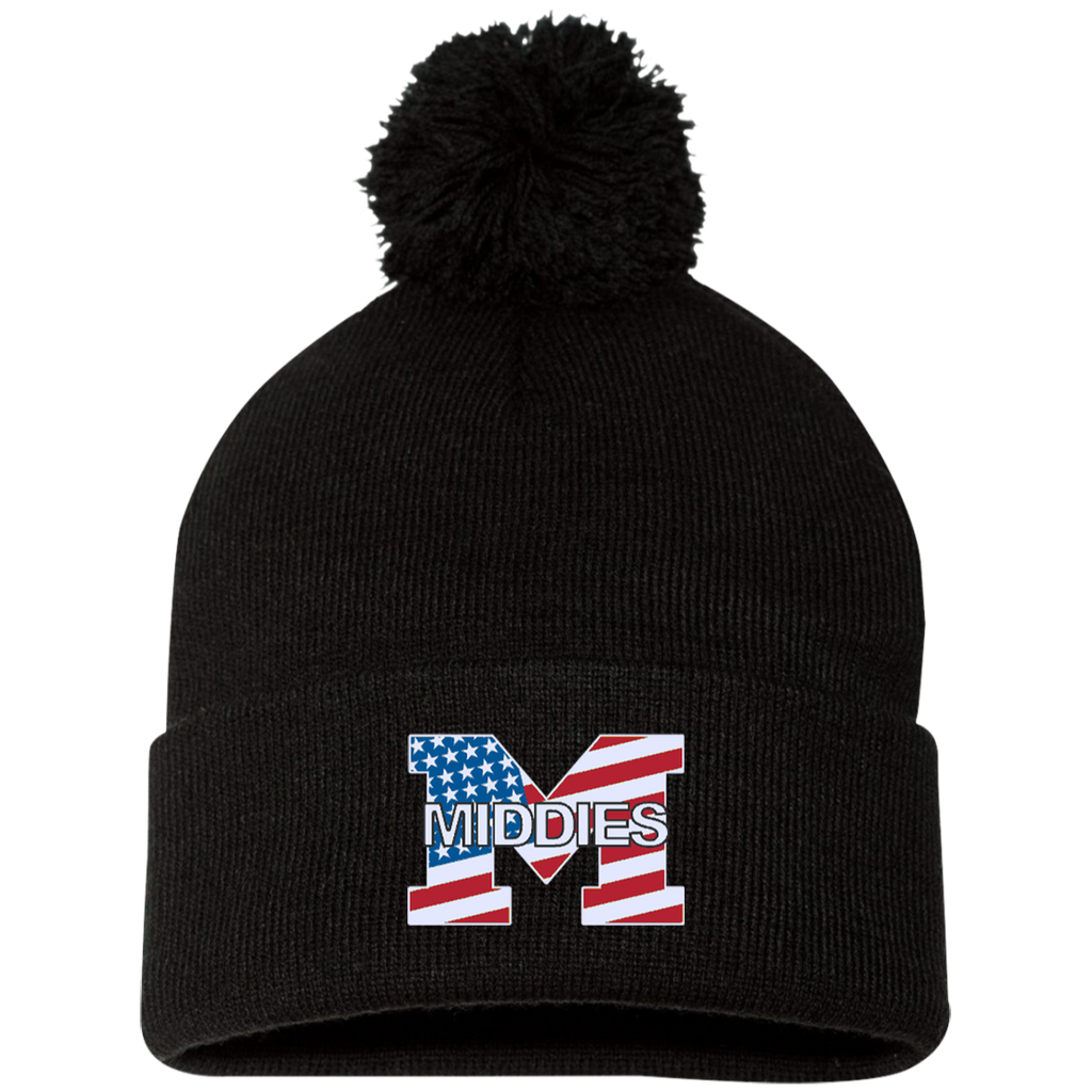 Pom Pom Knit Winter Hat - Middletown American Flag