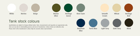 Rainwater Tank Colour Chart Just Water Solutions