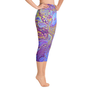 Ahimsa Yoga, Feel Good Yoga, Peace Yoga, Purple Yoga Pants, Designer Yoga, Yoga Capri Leggings