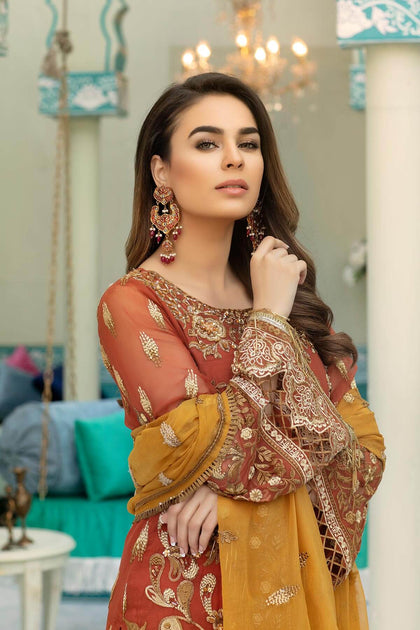 Pakistani Eid Dresses Chiffon Embroidered Party Wear Nameera By Farooq 