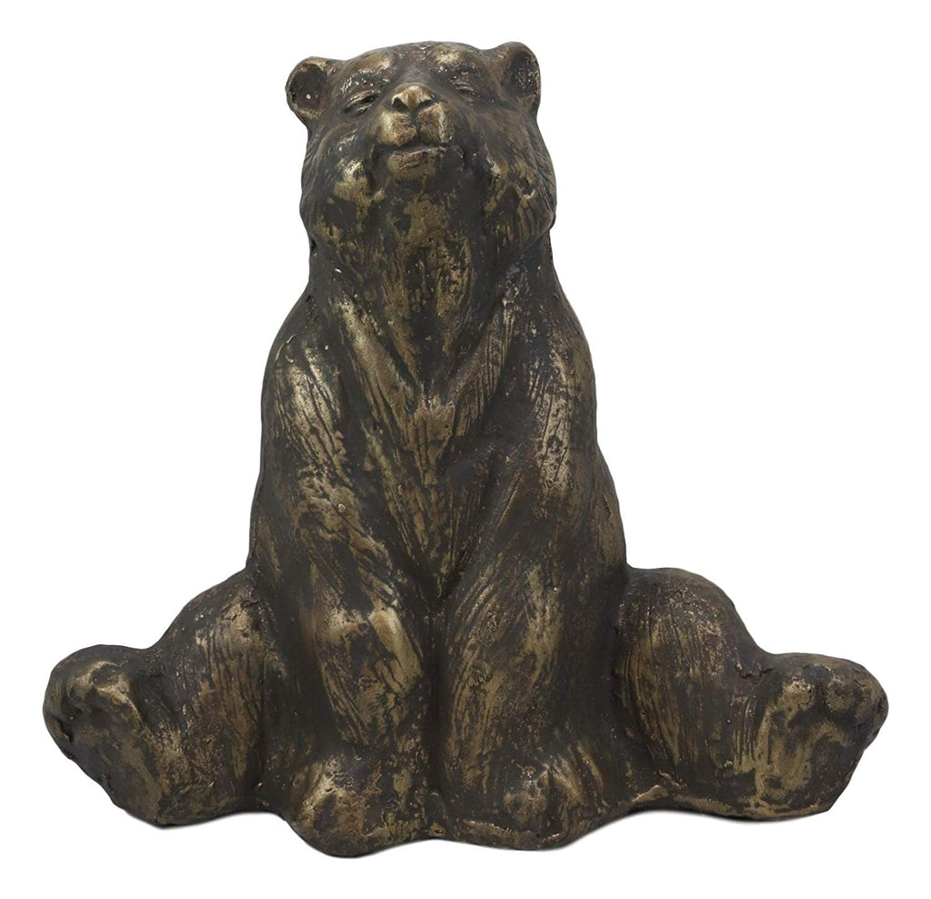 Aluminum Whimsical Meditating Yoga Bear Relaxed Pose Garden Statue Rustic Decor