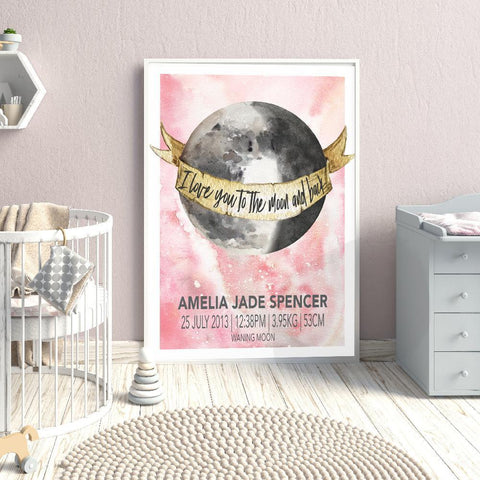 Moon Phase Birth Print For Girl