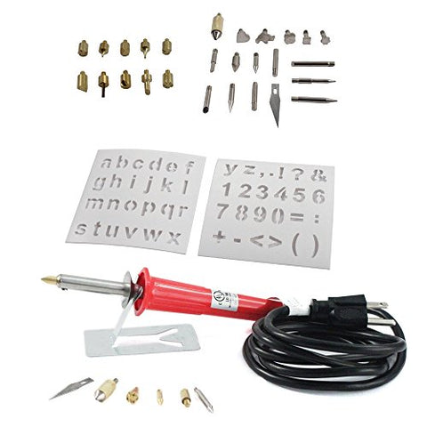 35Pc Wood Burning Pen Set Wood Burning Soldering Chiseled Tips Hot Blade with Chuck