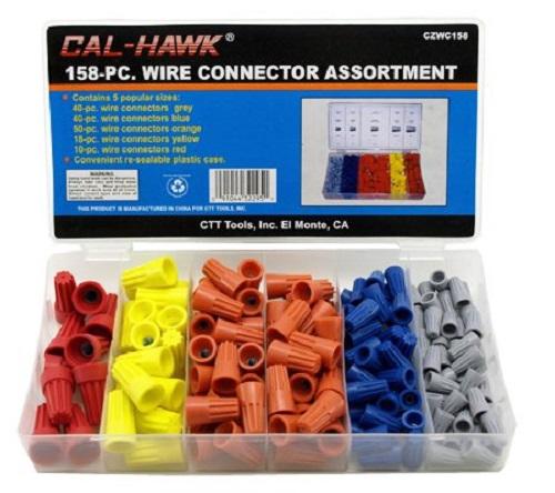 Cal-hawk Wire Connectors - 158 Pieces, with Plastic Storage Case