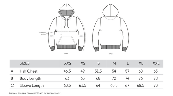 BOLT VOLTAGE SPORT HOODIE SIZE GUIDE