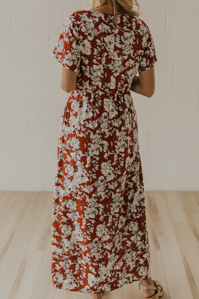 mia floral wrap maxi grey