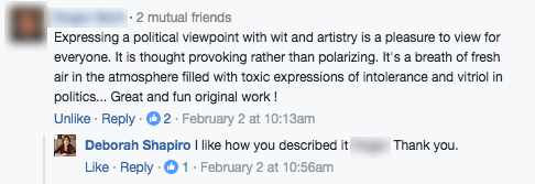 Artist Facebook comments on work