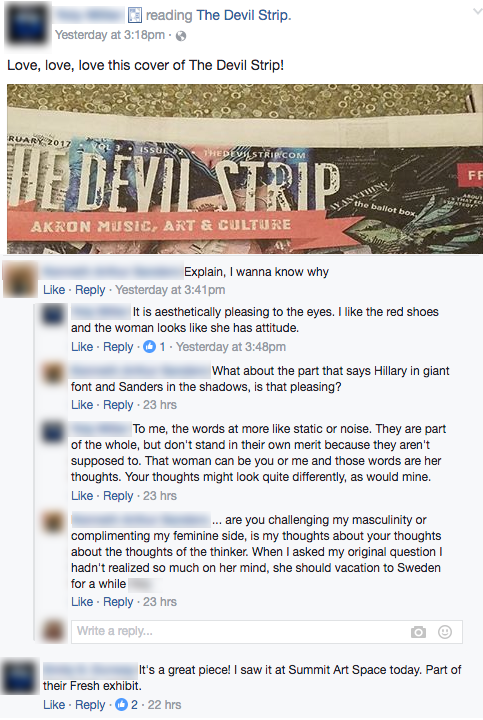 Facebook comments on artist's political artwork