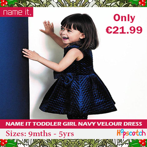 TODDLER GIRL NAVY VELOUR DRESS FOR CHRISTMAS