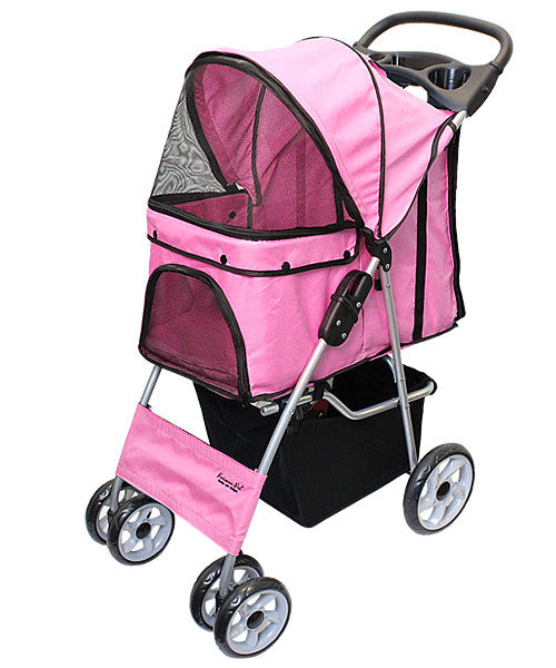 pink dog pram