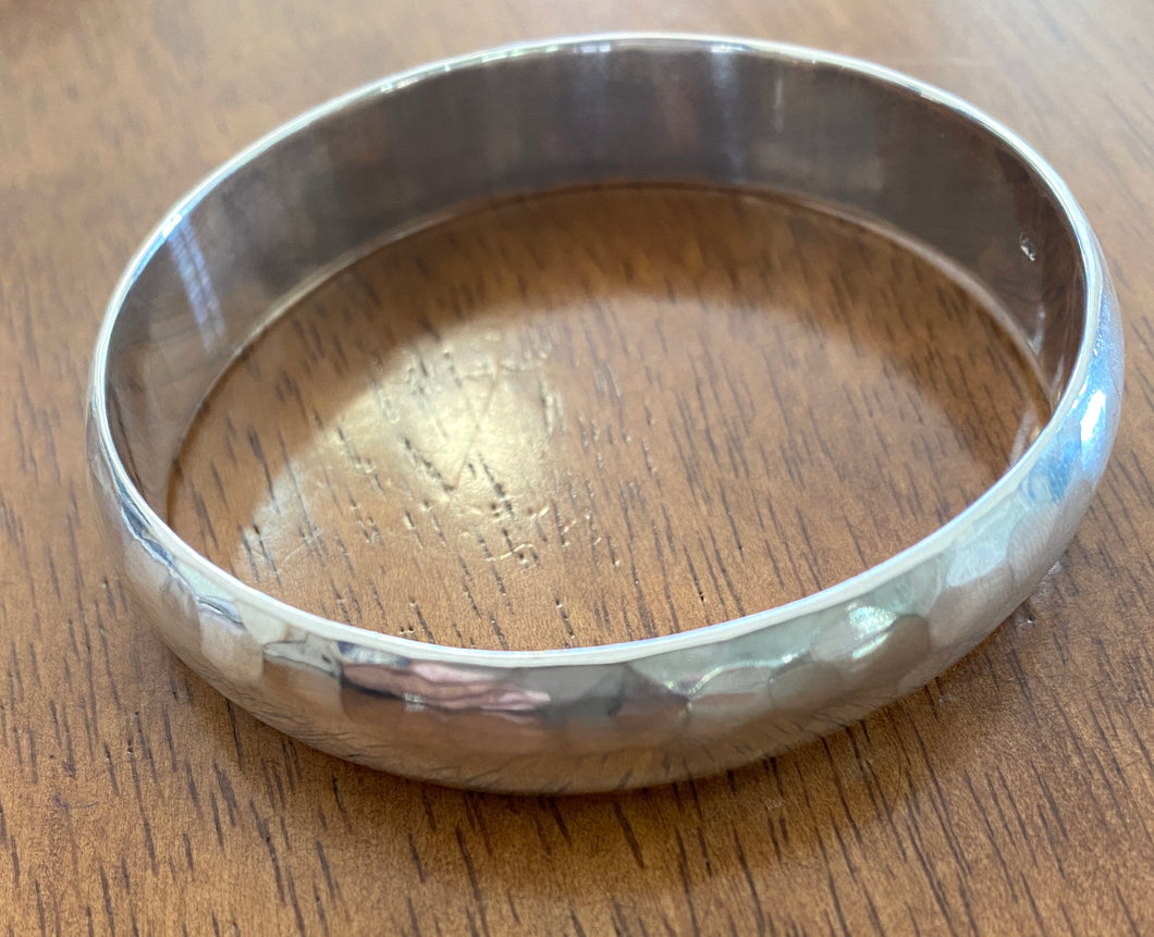 Half round solid hammered bangle