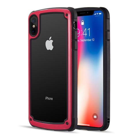 HYBRID CASE WITH 2 TONE FRAME AND TEMPERED GLASS BACK PLATE FOR IPHONE Xs Max