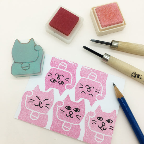 lucky fortune cat manekineko stamp parademade