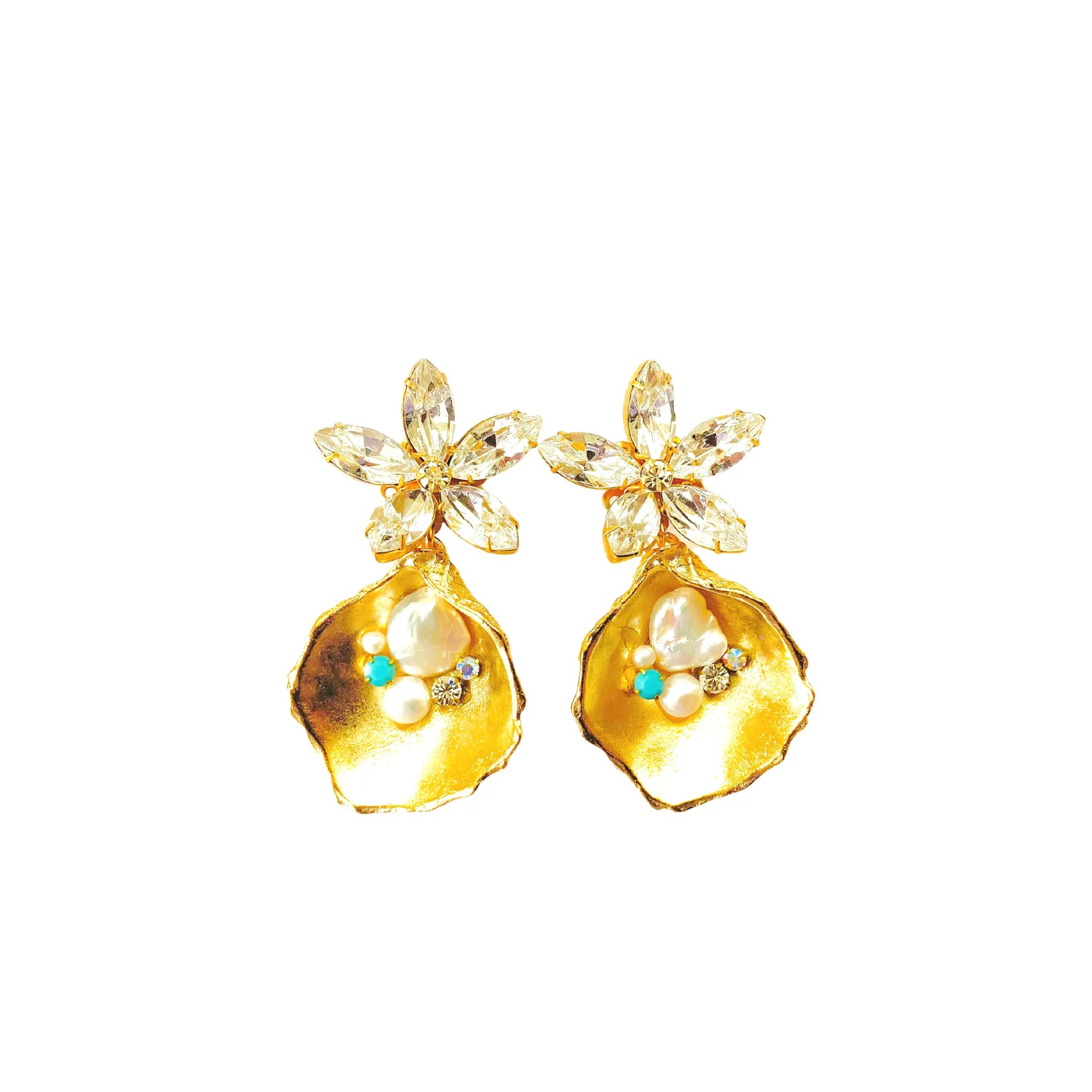 Formal Oyster Earrings with Turquoise