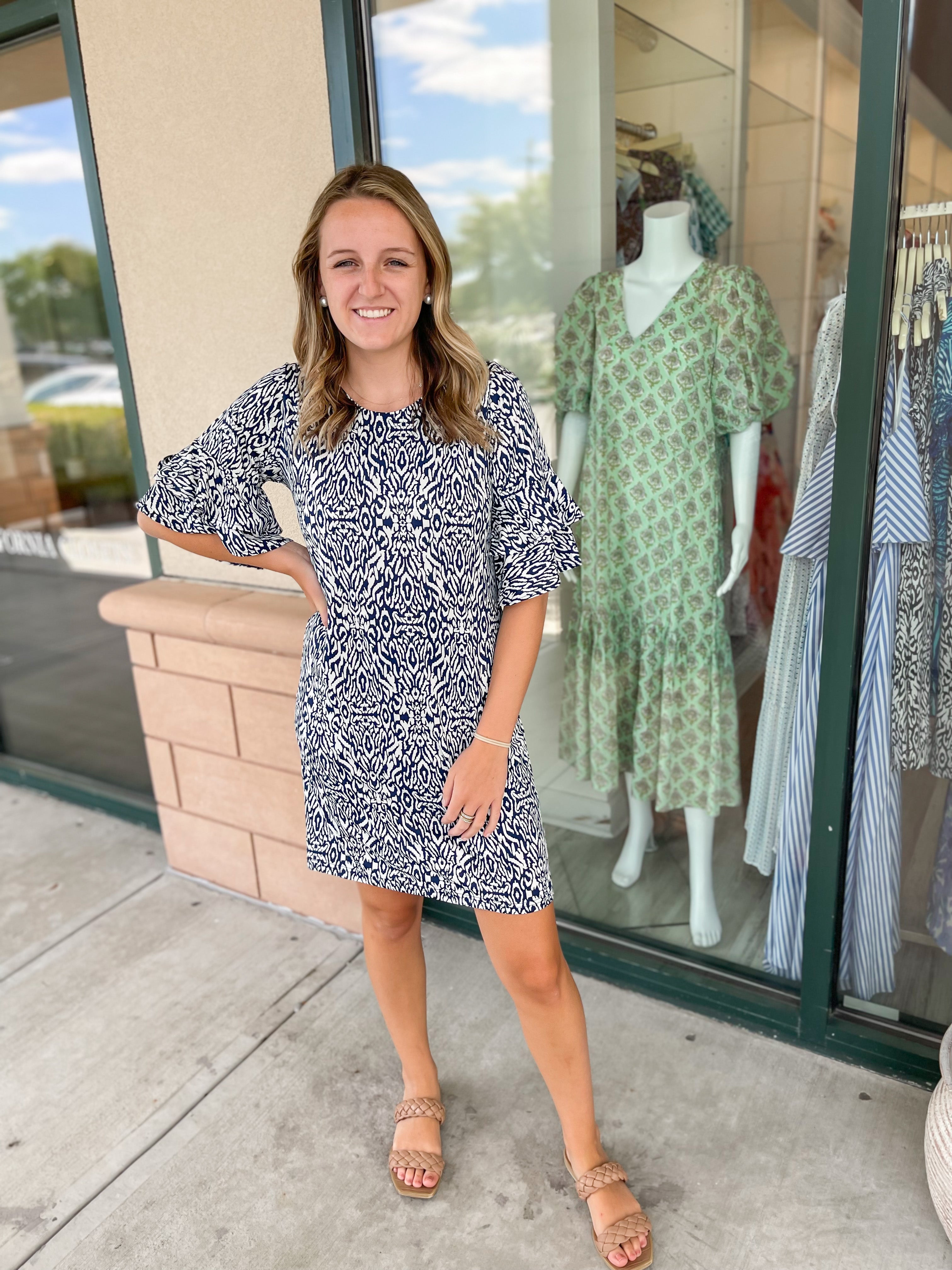 Gail Dress in Navy Fiji