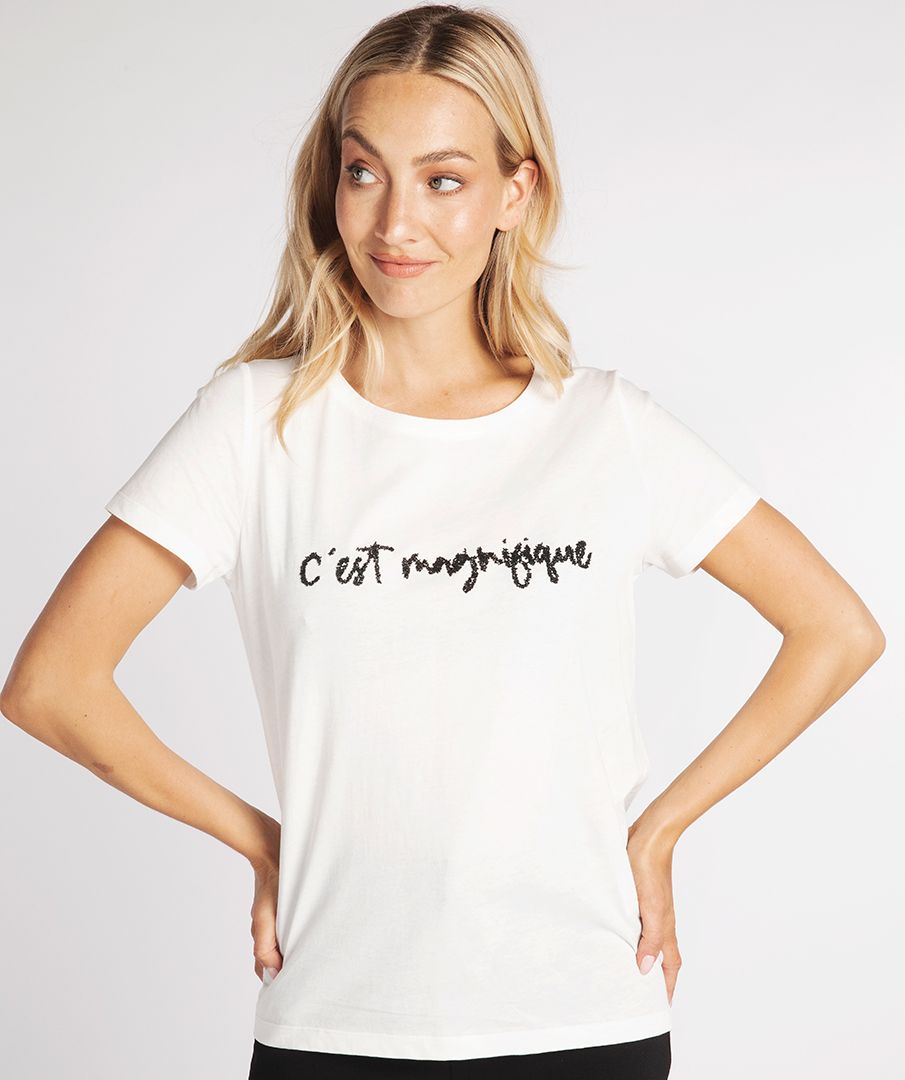 C'est Magnifique Beaded Tee