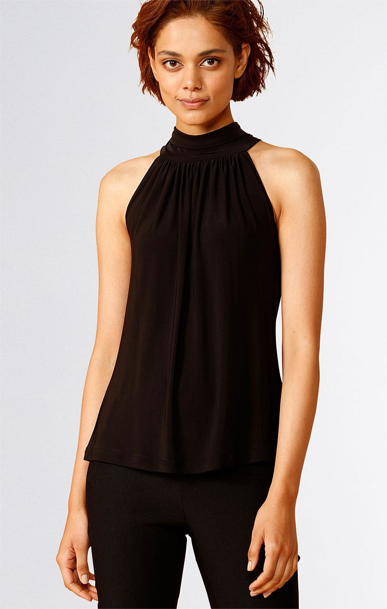 Sacha Drake High Neck Tie Top in Black 