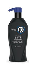 HE'S A 10 MENS 3-IN-1 SHAMPOO, CONDITIONER & BODY WASH