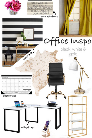 eleven collection office - black, white, and gold office decor
