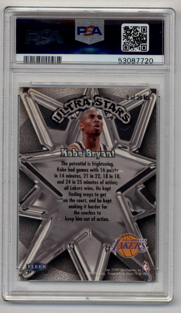 Kobe Bryant 1997-98 Ultra Stars #3 PSA 8 Near Mint-Mint – Three