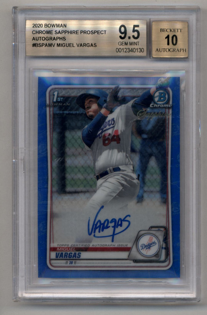 Miguel Vargas 2020 Bowman Chrome Sapphire Prospect Auto BGS 9.5