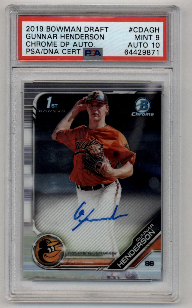 Gunnar Henderson 2019 Bowman Chrome Draft Picks Auto PSA 9 Mint Auto 10 9871