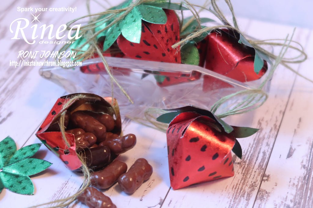 Rinea Foiled Paper Strawberry Treat Boxes by Roni